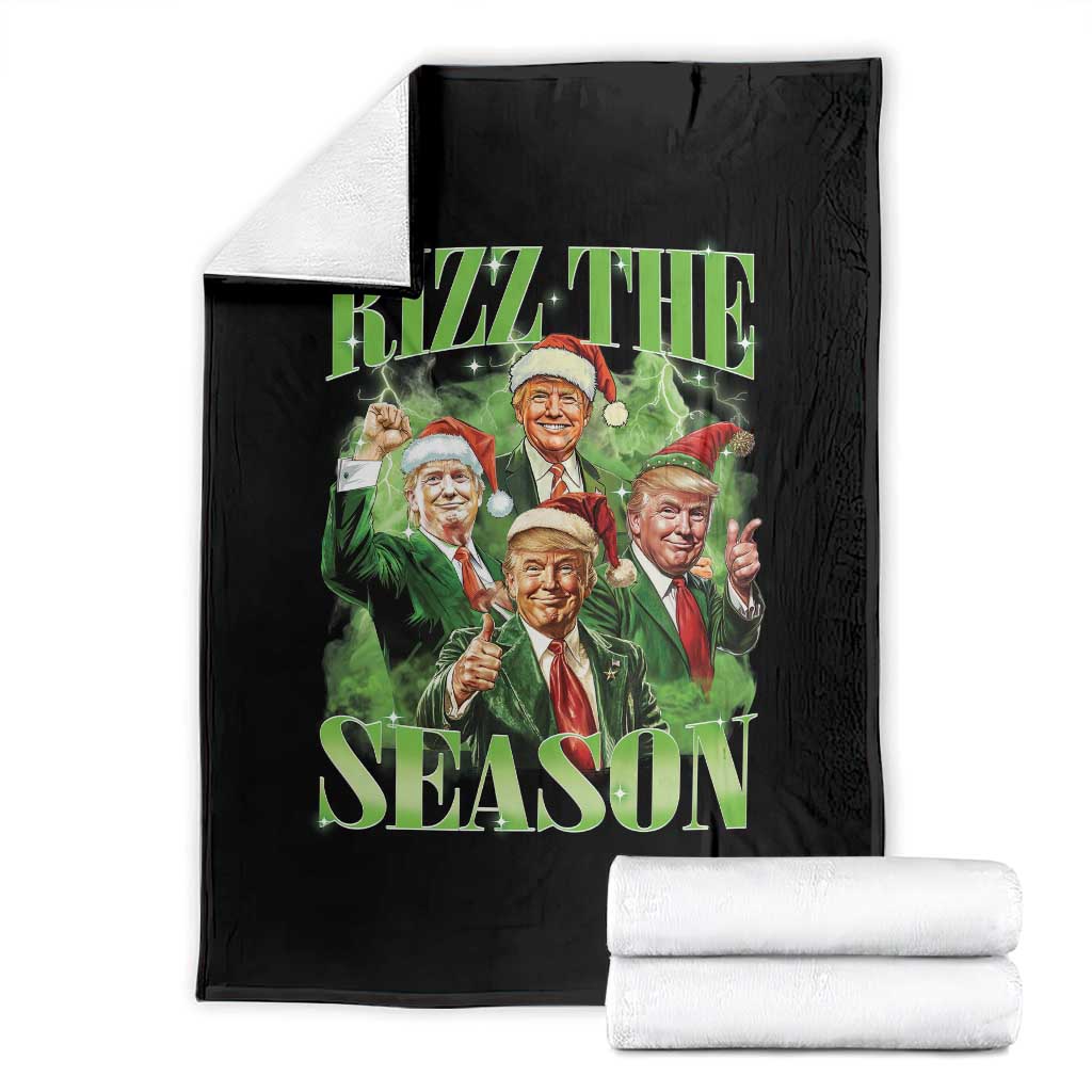 Funny Trump Christmas Throw Blanket Rizz The Season Santa Trump Elf 47th US President TS11 Black Print Your Wear