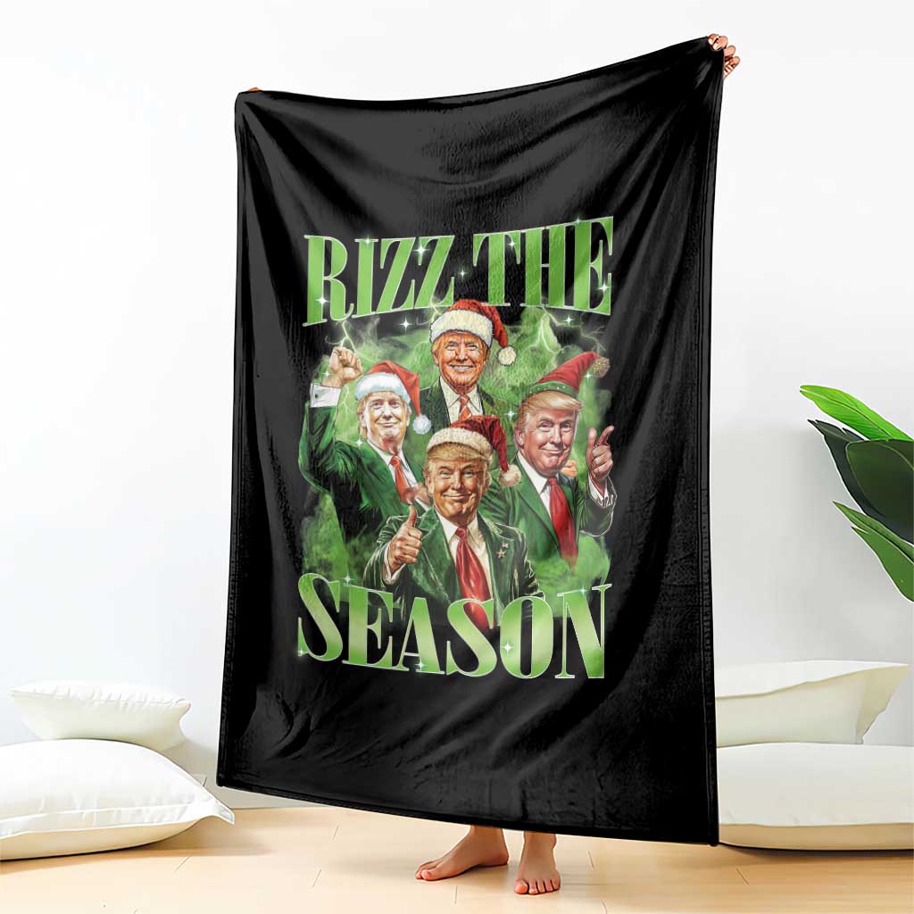 Funny Trump Christmas Throw Blanket Rizz The Season Santa Trump Elf 47th US President TS11 Print Your Wear