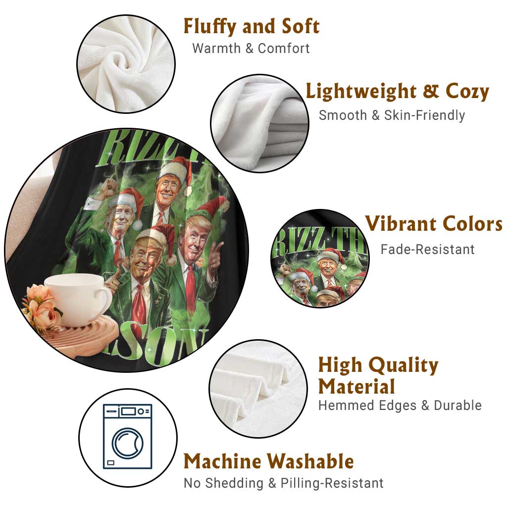 Funny Trump Christmas Throw Blanket Rizz The Season Santa Trump Elf 47th US President TS11 Print Your Wear