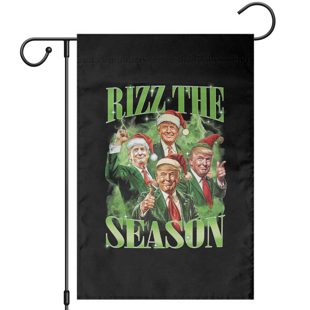Funny Trump Christmas Garden Flag Rizz The Season Santa Trump Elf 47th US President TS11 Black Print Your Wear