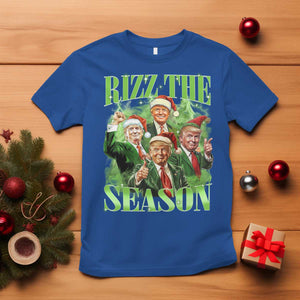 Funny Trump Christmas T Shirt Rizz The Season Santa Trump Elf 47th US President TS11 Royal Blue Print Your Wear