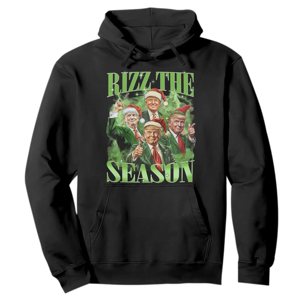Funny Trump Christmas Hoodie Rizz The Season Santa Trump Elf 47th US President TS11 Black Print Your Wear