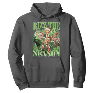 Funny Trump Christmas Hoodie Rizz The Season Santa Trump Elf 47th US President TS11 Dark Heather Print Your Wear