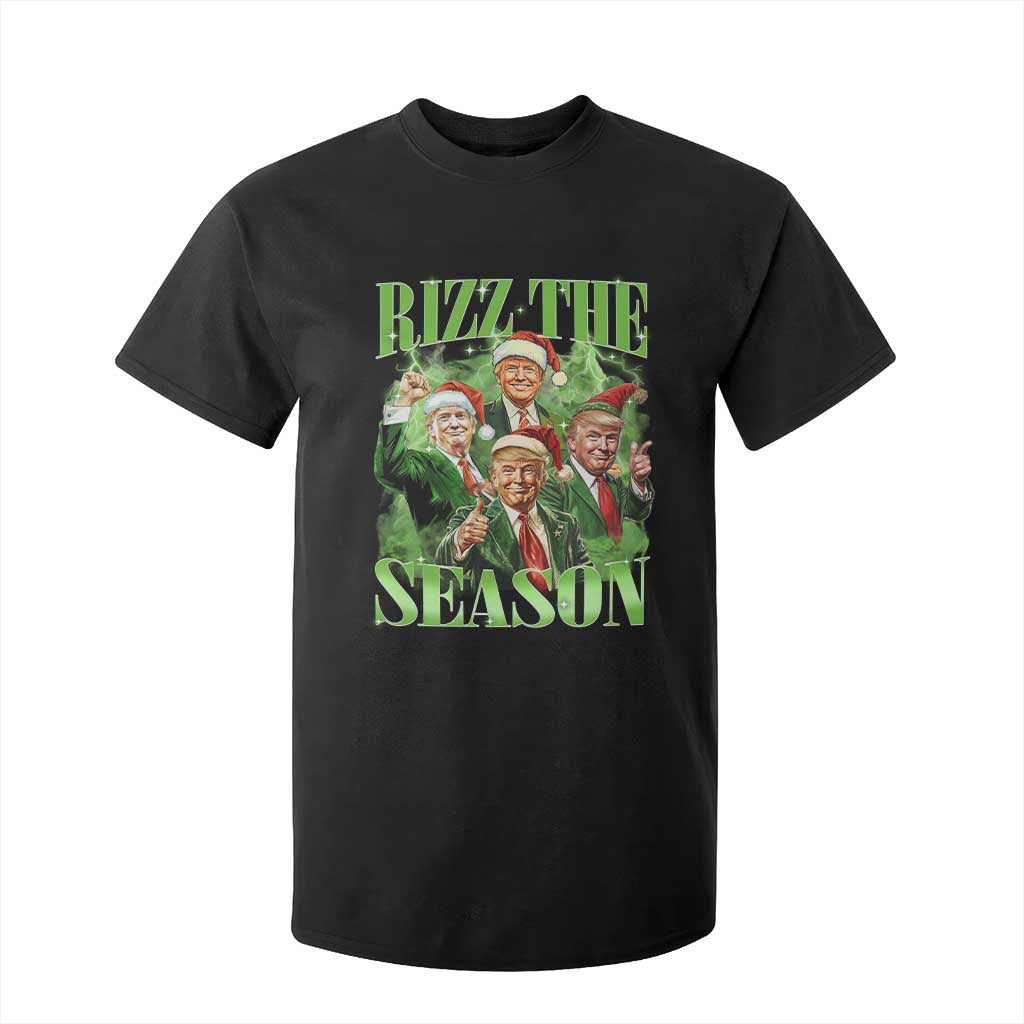 Funny Trump Christmas T Shirt For Kid Rizz The Season Santa Trump Elf 47th US President TS11 Black Print Your Wear