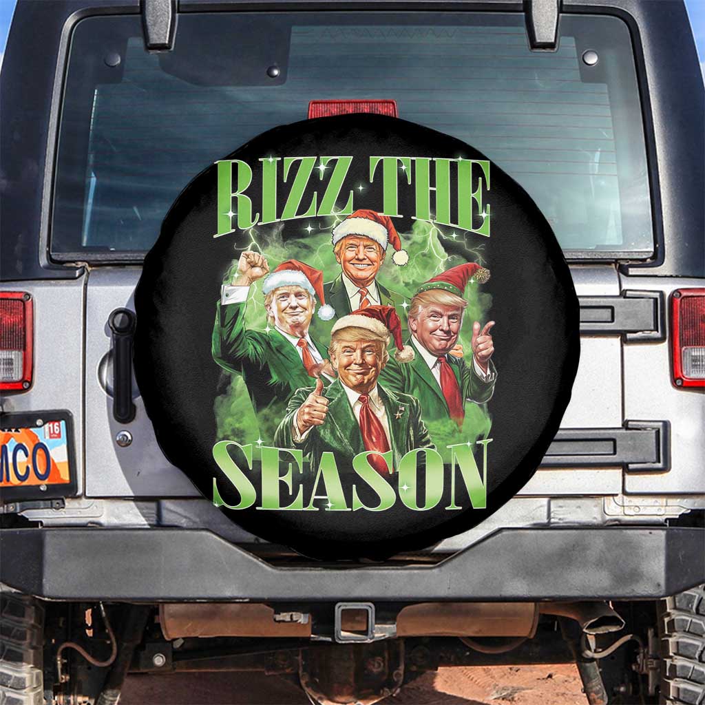 Funny Trump Christmas Spare Tire Cover Rizz The Season Santa Trump Elf 47th US President TS11 No hole Black Print Your Wear
