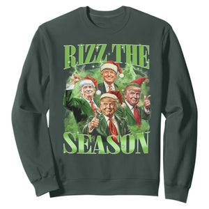 Funny Trump Christmas Sweatshirt Rizz The Season Santa Trump Elf 47th US President TS11 Dark Forest Green Print Your Wear