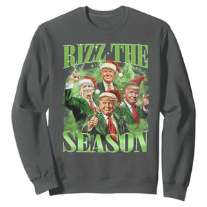 Funny Trump Christmas Sweatshirt Rizz The Season Santa Trump Elf 47th US President TS11 Dark Heather Print Your Wear