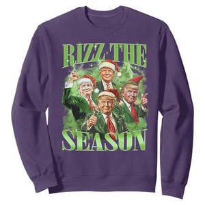 Funny Trump Christmas Sweatshirt Rizz The Season Santa Trump Elf 47th US President TS11 Purple Print Your Wear