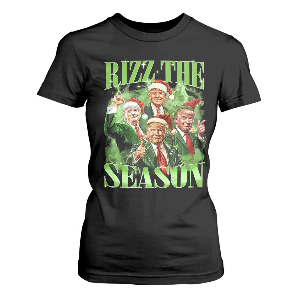 Funny Trump Christmas T Shirt For Women Rizz The Season Santa Trump Elf 47th US President TS11 Black Print Your Wear