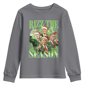 Funny Trump Christmas Youth Sweatshirt Rizz The Season Santa Trump Elf 47th US President TS11 Charcoal Print Your Wear
