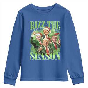 Funny Trump Christmas Youth Sweatshirt Rizz The Season Santa Trump Elf 47th US President TS11 Royal Blue Print Your Wear