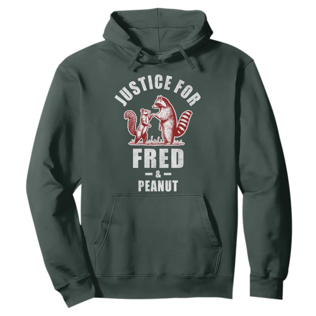 Justice For Fred And Peanut Hoodie Racoon Squirrel TS11 Dark Forest Green Print Your Wear