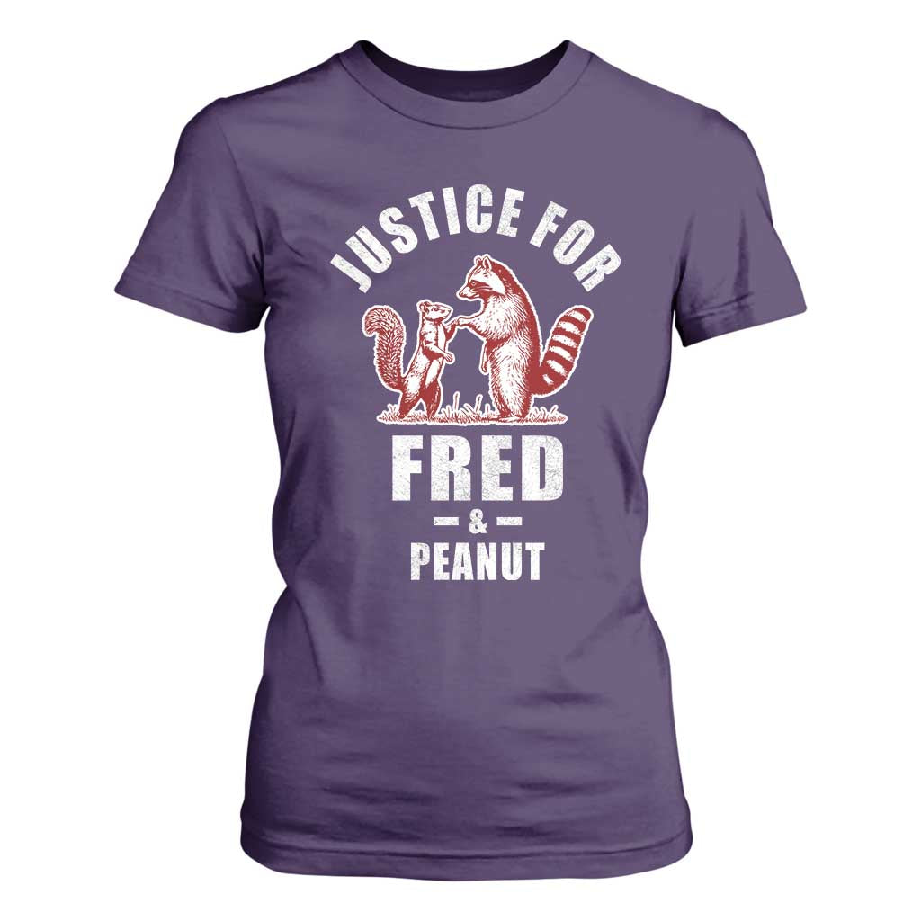 Justice For Fred And Peanut T Shirt For Women Racoon Squirrel TS11 Purple Print Your Wear