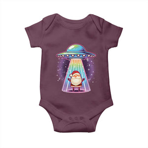 Funny Christmas Santa Alien Neon UFO Baby Onesie TS11 Maroon Print Your Wear
