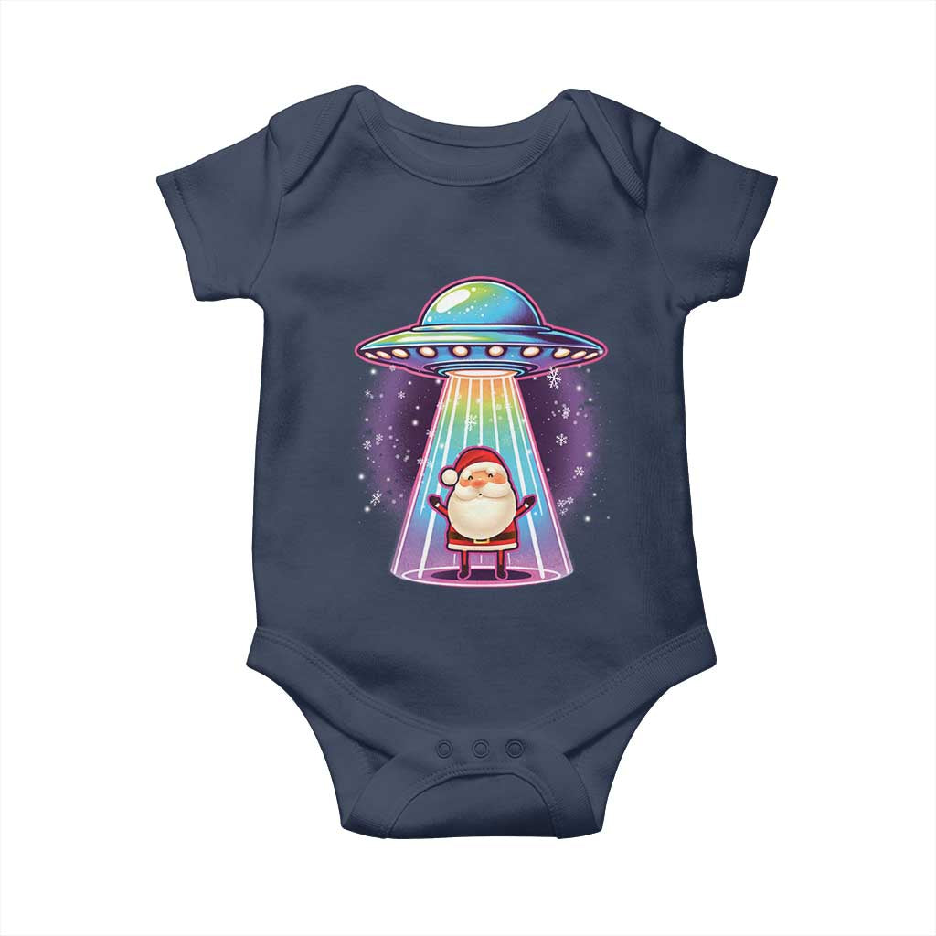 Funny Christmas Santa Alien Neon UFO Baby Onesie TS11 Navy Print Your Wear