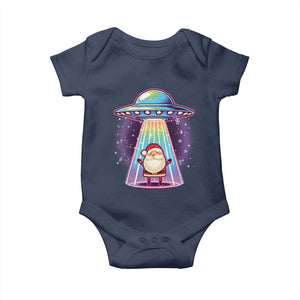 Funny Christmas Santa Alien Neon UFO Baby Onesie TS11 Navy Print Your Wear