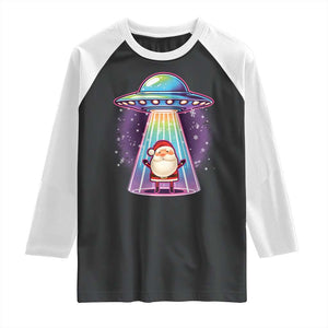 Funny Christmas Santa Alien Neon UFO Raglan Shirt TS11 Black White Print Your Wear