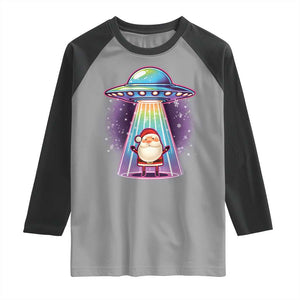 Funny Christmas Santa Alien Neon UFO Raglan Shirt TS11 Sport Gray Black Print Your Wear