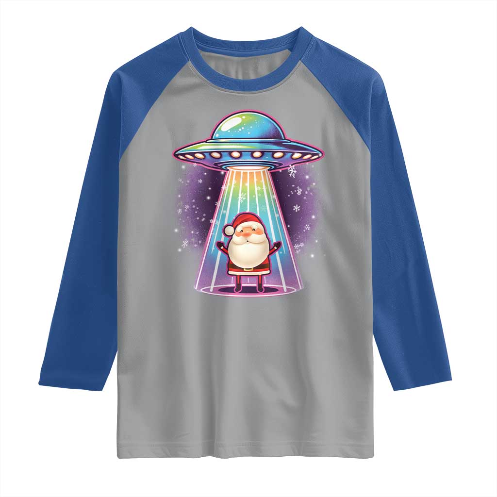 Funny Christmas Santa Alien Neon UFO Raglan Shirt TS11 Sport Gray Royal Print Your Wear