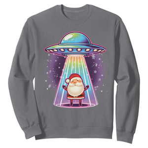 Funny Christmas Santa Alien Neon UFO Sweatshirt TS11 Charcoal Print Your Wear