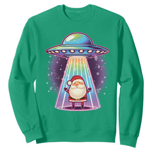 Funny Christmas Santa Alien Neon UFO Sweatshirt TS11 Irish Green Print Your Wear