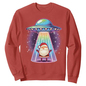 Funny Christmas Santa Alien Neon UFO Sweatshirt TS11 Red Print Your Wear