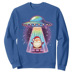 Funny Christmas Santa Alien Neon UFO Sweatshirt TS11 Royal Blue Print Your Wear