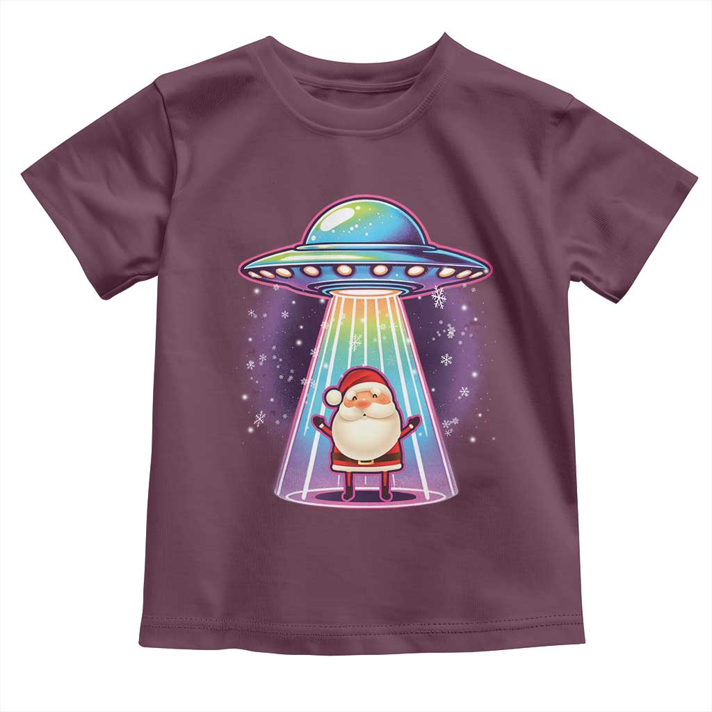Funny Christmas Santa Alien Neon UFO Toddler T Shirt TS11 Maroon Print Your Wear