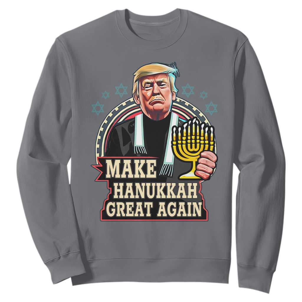 Funny Make Hanukkah Great Again Chanukah Trump Sweatshirt Menorah David Stars TS11 Charcoal Print Your Wear
