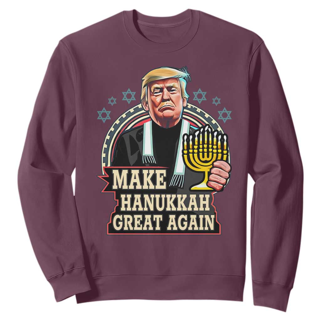 Funny Make Hanukkah Great Again Chanukah Trump Sweatshirt Menorah David Stars TS11 Maroon Print Your Wear