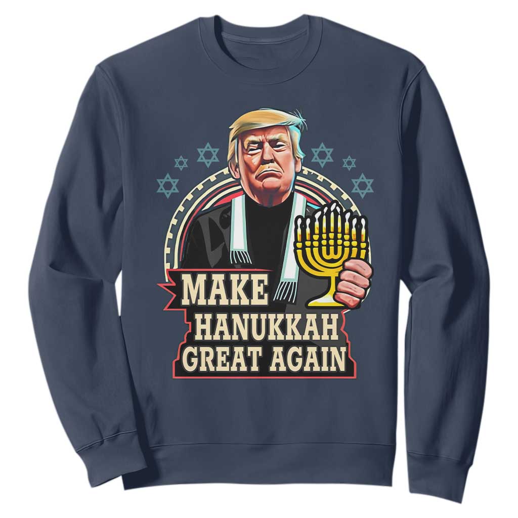 Funny Make Hanukkah Great Again Chanukah Trump Sweatshirt Menorah David Stars TS11 Navy Print Your Wear