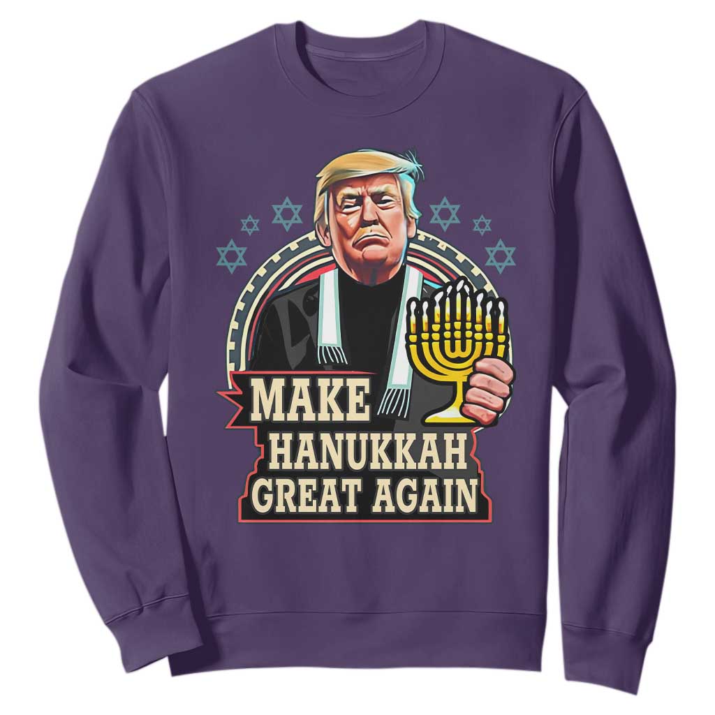 Funny Make Hanukkah Great Again Chanukah Trump Sweatshirt Menorah David Stars TS11 Purple Print Your Wear