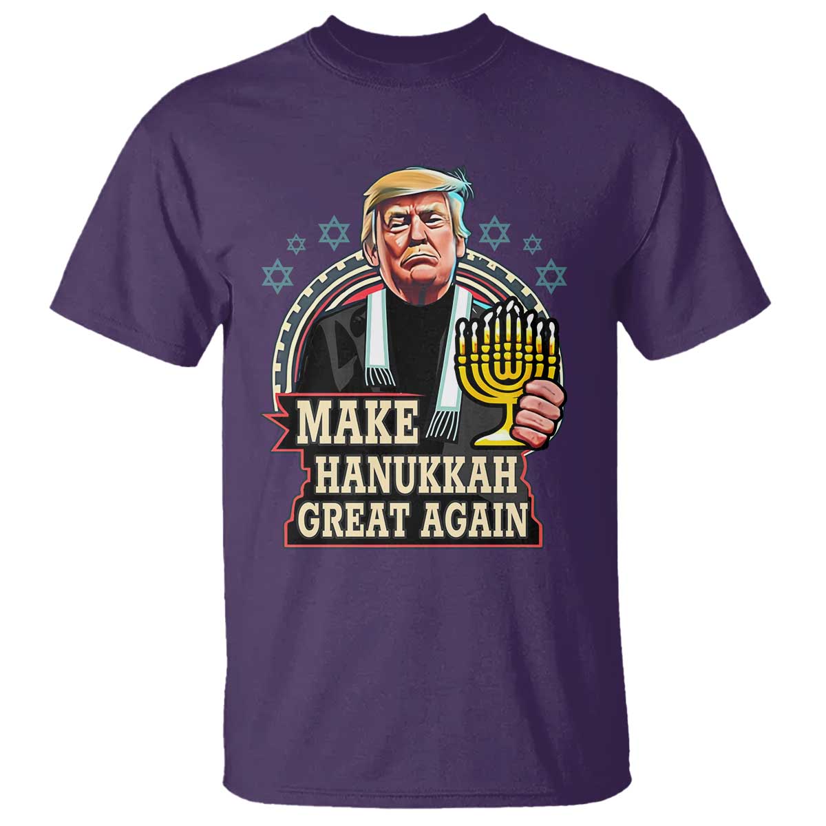 Funny Make Hanukkah Great Again Chanukah Trump T Shirt Menorah David Stars TS11 Purple Print Your Wear