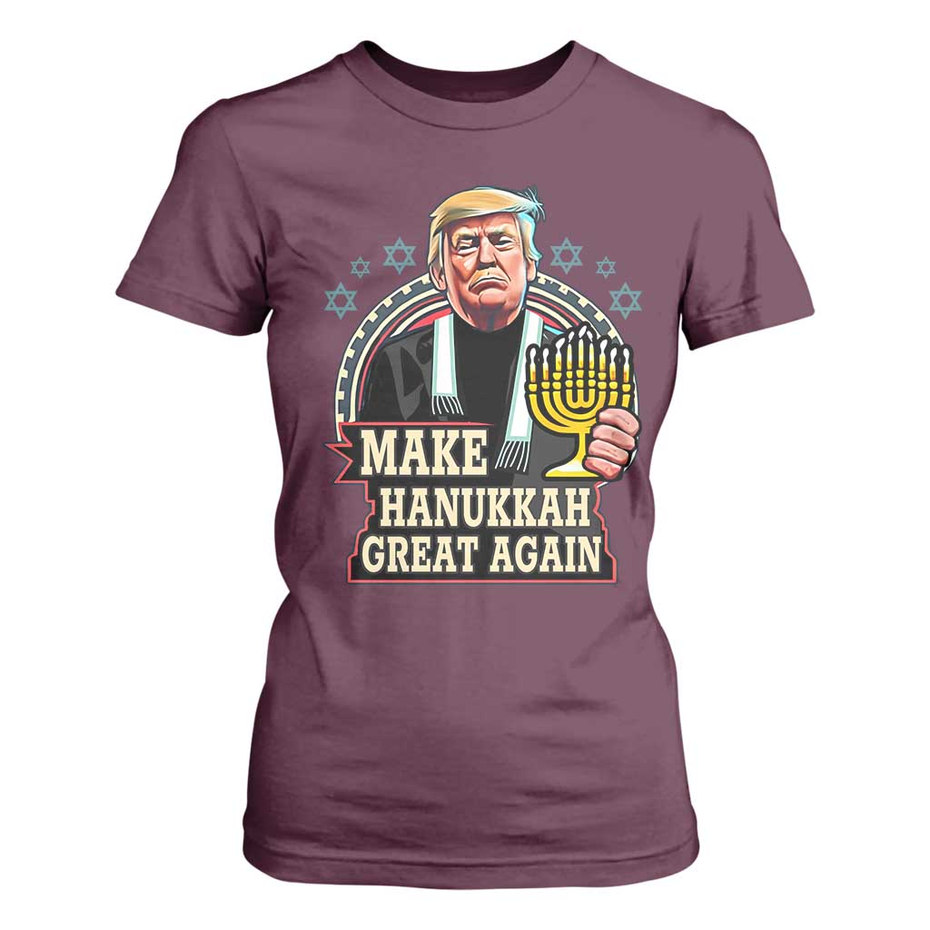 Funny Make Hanukkah Great Again Chanukah Trump T Shirt For Women Menorah David Stars TS11 Maroon Print Your Wear