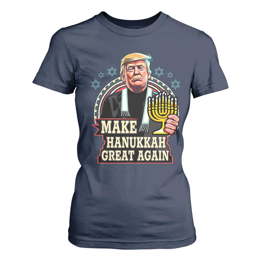 Funny Make Hanukkah Great Again Chanukah Trump T Shirt For Women Menorah David Stars TS11 Navy Print Your Wear