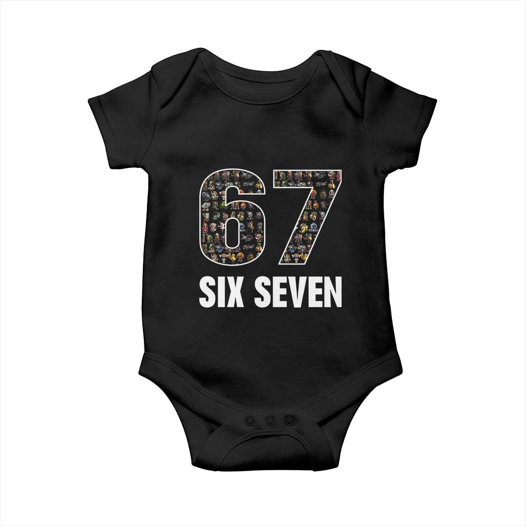 Funny 67 Six Seven Italian Brainrot Gen Alpha Meme Baby Onesie TS11 Black Print Your Wear