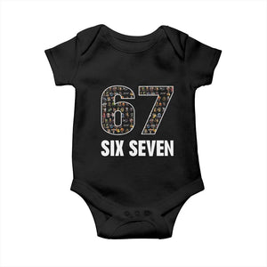 Funny 67 Six Seven Italian Brainrot Gen Alpha Meme Baby Onesie TS11 Black Print Your Wear