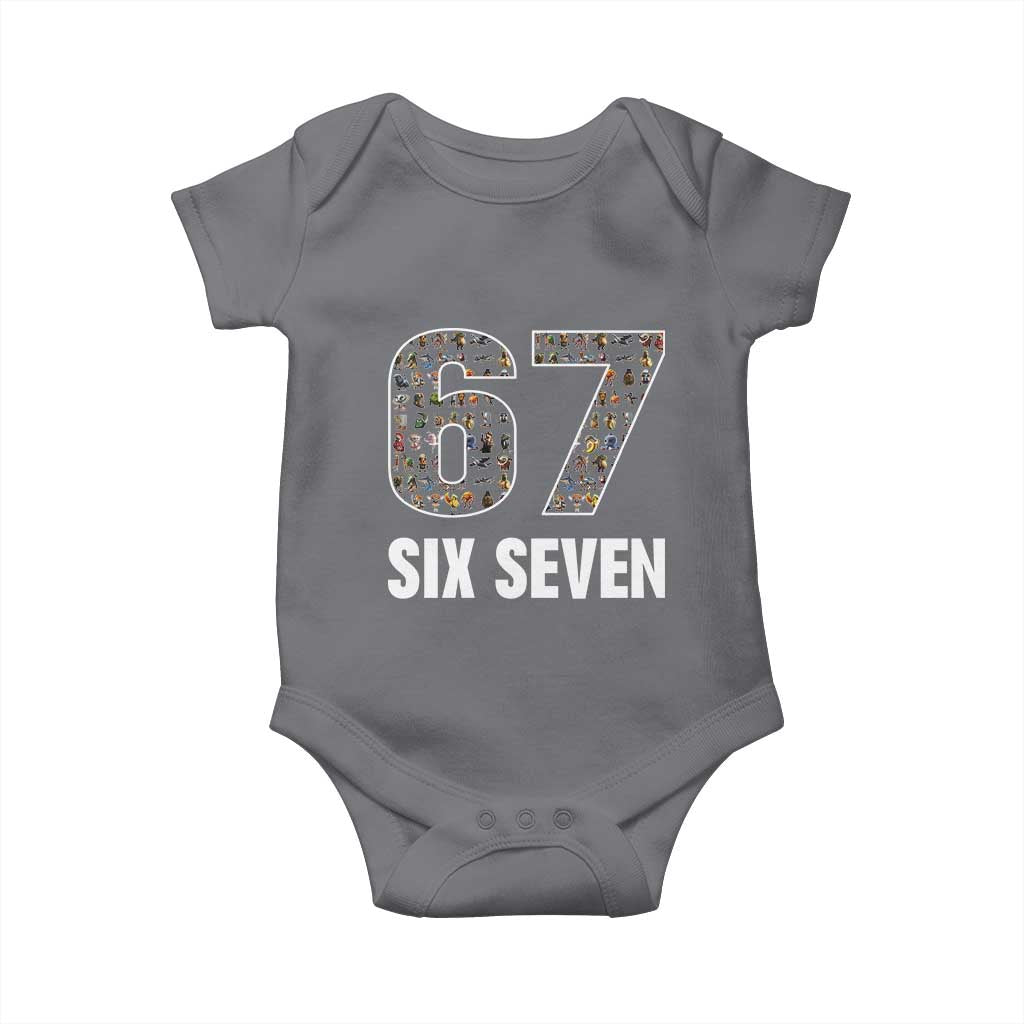 Funny 67 Six Seven Italian Brainrot Gen Alpha Meme Baby Onesie TS11 Charcoal Print Your Wear