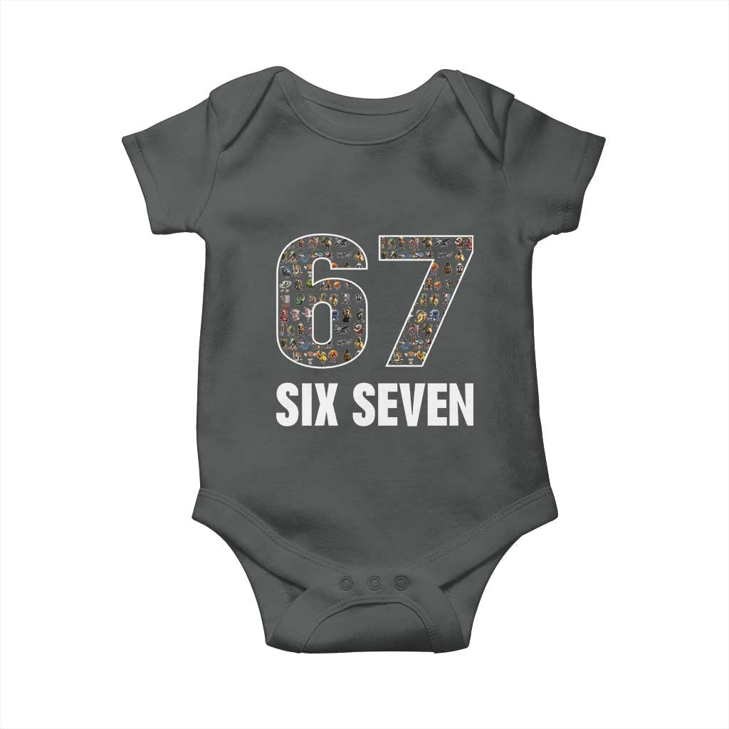 Funny 67 Six Seven Italian Brainrot Gen Alpha Meme Baby Onesie TS11 Dark Heather Print Your Wear