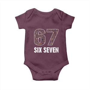 Funny 67 Six Seven Italian Brainrot Gen Alpha Meme Baby Onesie TS11 Maroon Print Your Wear