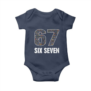 Funny 67 Six Seven Italian Brainrot Gen Alpha Meme Baby Onesie TS11 Navy Print Your Wear