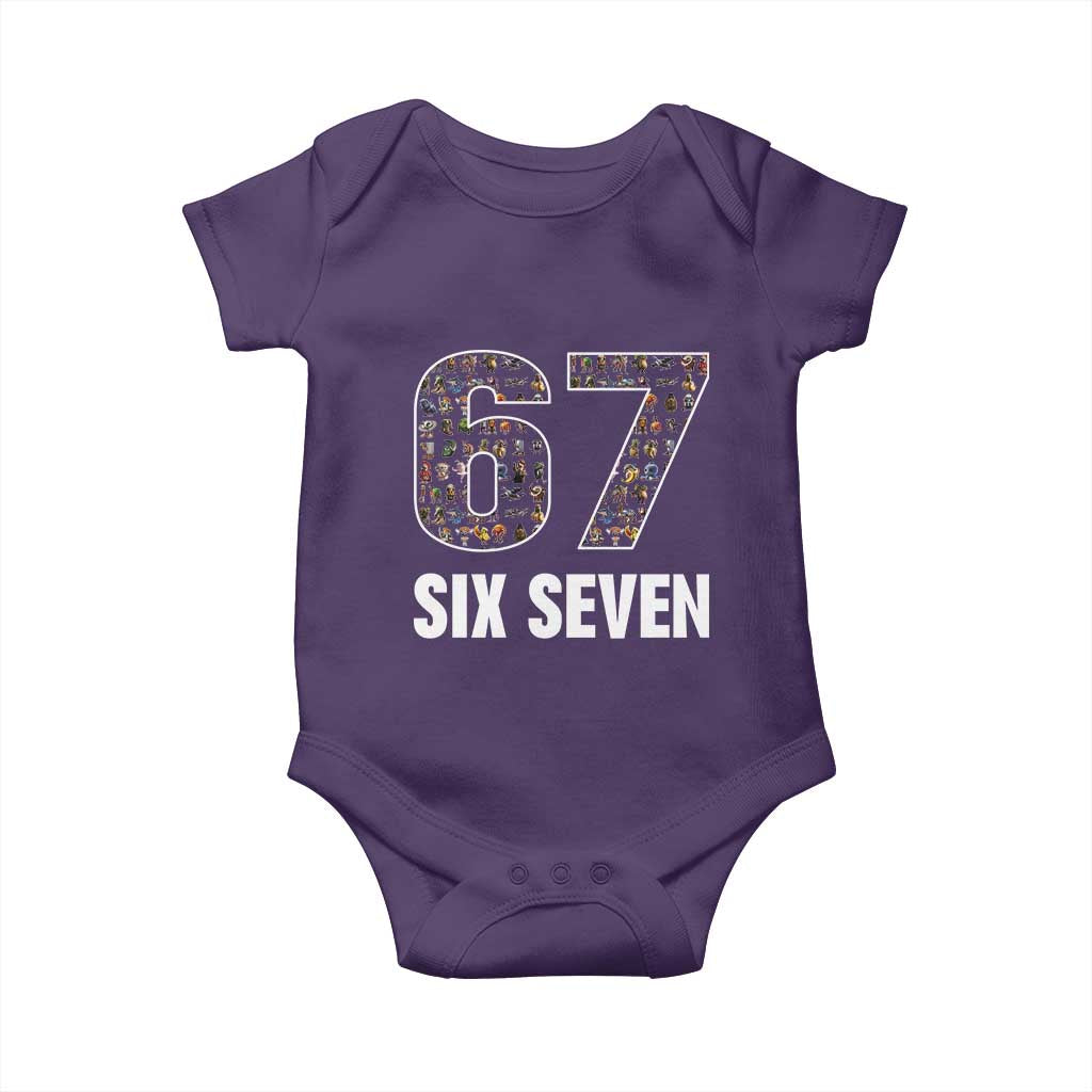 Funny 67 Six Seven Italian Brainrot Gen Alpha Meme Baby Onesie TS11 Purple Print Your Wear