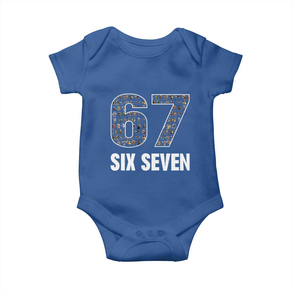 Funny 67 Six Seven Italian Brainrot Gen Alpha Meme Baby Onesie TS11 Royal Blue Print Your Wear