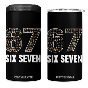 Funny 67 Six Seven Italian Brainrot Gen Alpha Meme 4 in 1 Can Cooler Tumbler TS11 One Size: 16 oz Black Print Your Wear