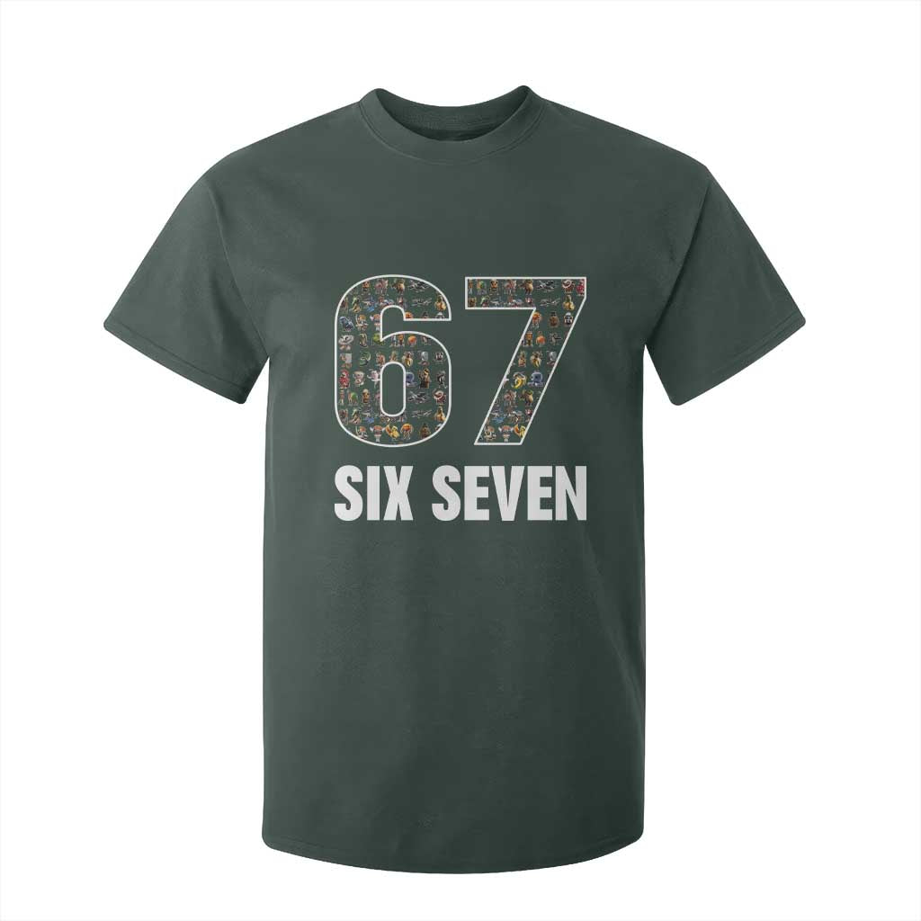 Funny 67 Six Seven Italian Brainrot Gen Alpha Meme T Shirt For Kid TS11 Dark Forest Green Print Your Wear