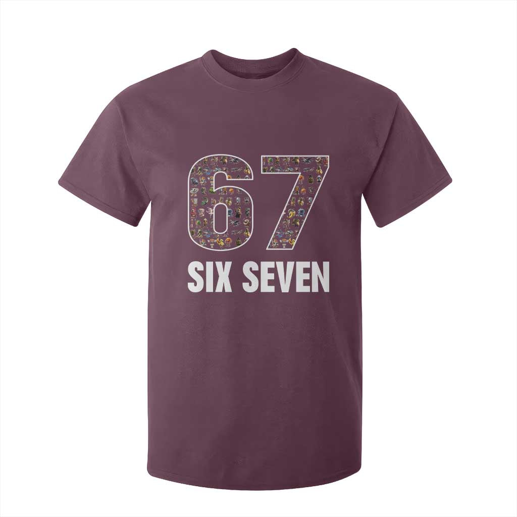 Funny 67 Six Seven Italian Brainrot Gen Alpha Meme T Shirt For Kid TS11 Maroon Print Your Wear