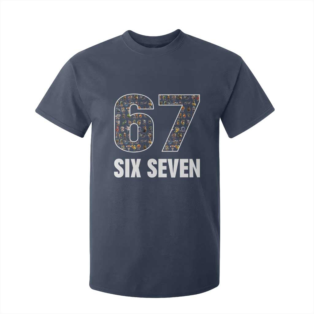 Funny 67 Six Seven Italian Brainrot Gen Alpha Meme T Shirt For Kid TS11 Navy Print Your Wear