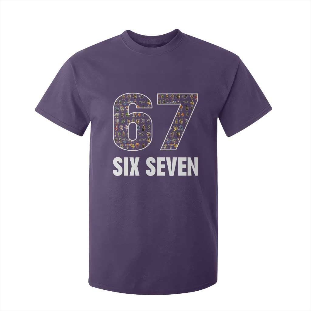 Funny 67 Six Seven Italian Brainrot Gen Alpha Meme T Shirt For Kid TS11 Purple Print Your Wear