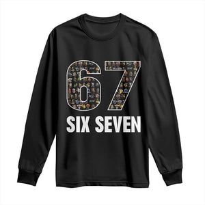 Funny 67 Six Seven Italian Brainrot Gen Alpha Meme Long Sleeve Shirt TS11 Black Print Your Wear