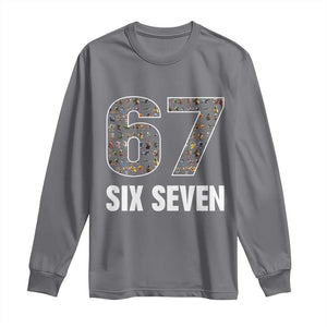 Funny 67 Six Seven Italian Brainrot Gen Alpha Meme Long Sleeve Shirt TS11 Charcoal Print Your Wear